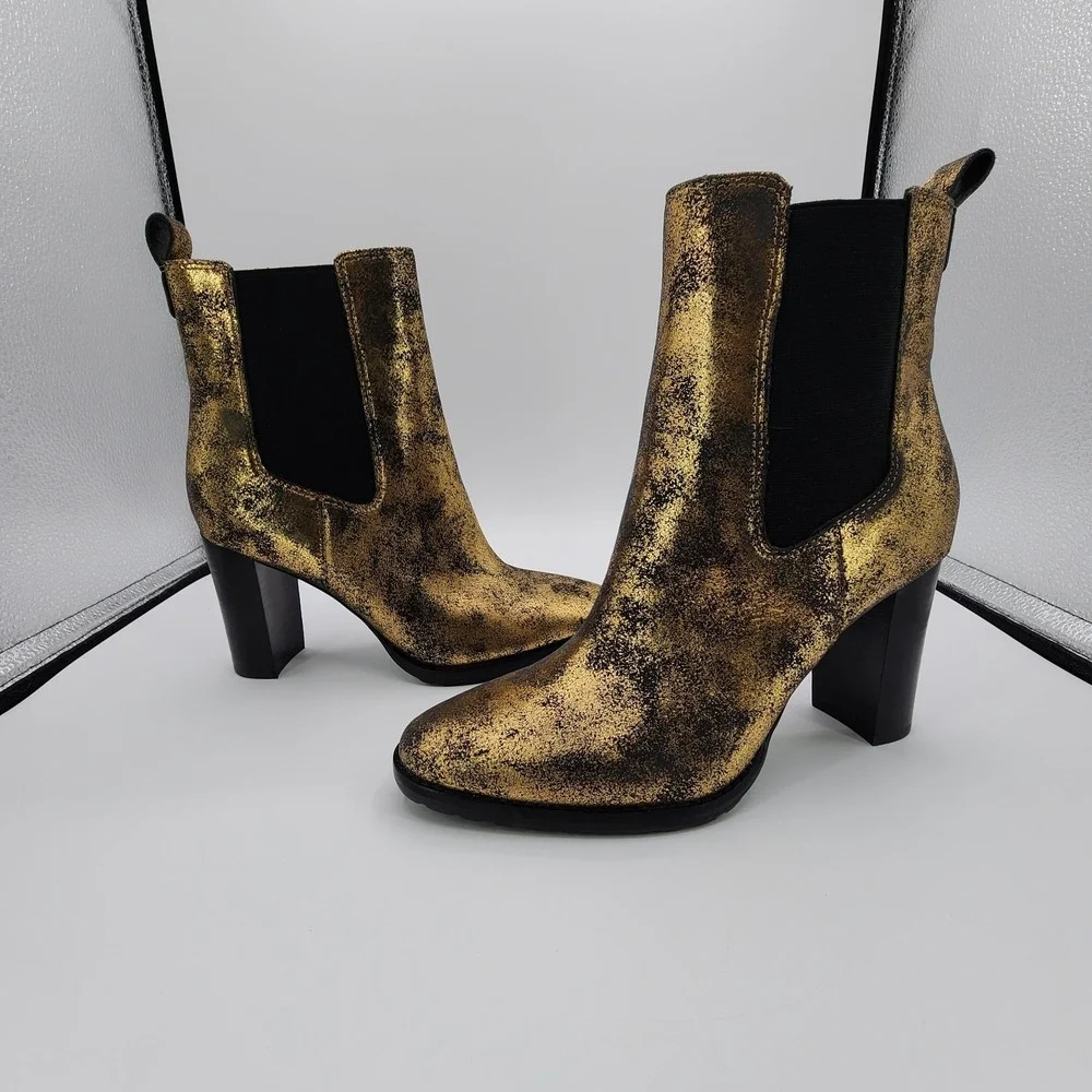 Lauren Ralph Lauren Mylah Stretch Metallic Ankle Boots Womens Size 8B NEW in Box